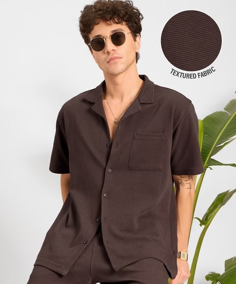 Mocha Men Textured Shirts