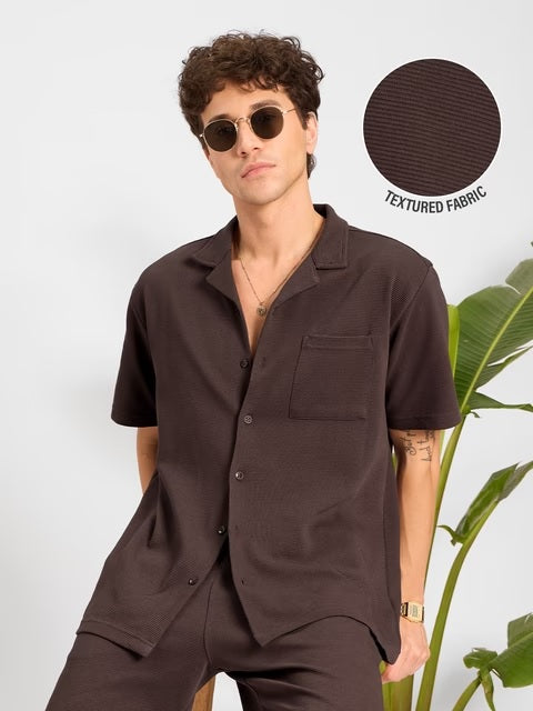 Mocha Men Textured Shirts