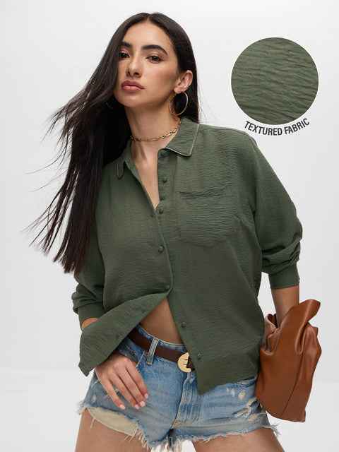 Textured Shirt  Hunter Green Women Shirts