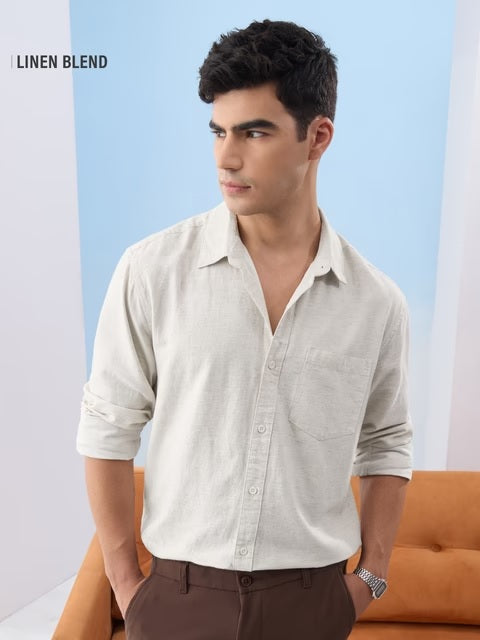 Ecru Cotton Linen Shirts