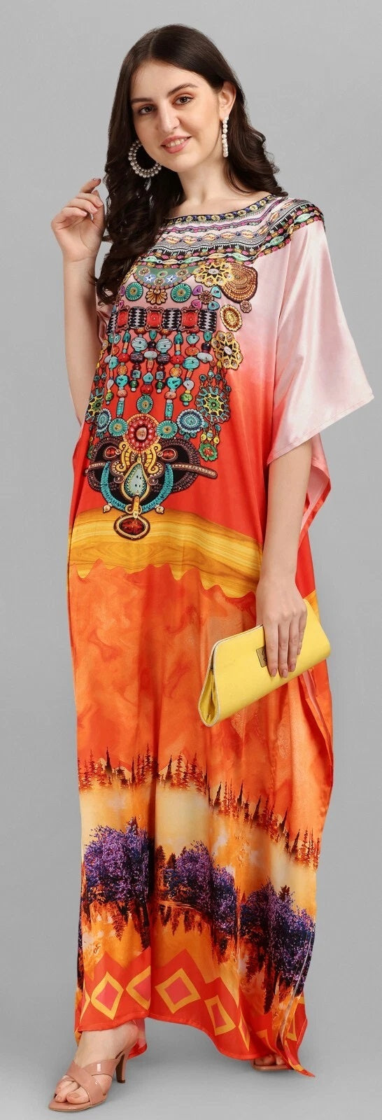 Kaftan Dress Kimono Maxi Style Dress for Women Printed Free Size Caftan
