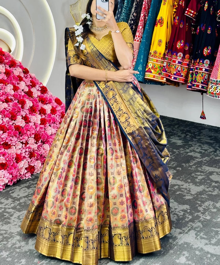 Designer Banarasi Zari With Silk Lehenga Blouse Dupatta