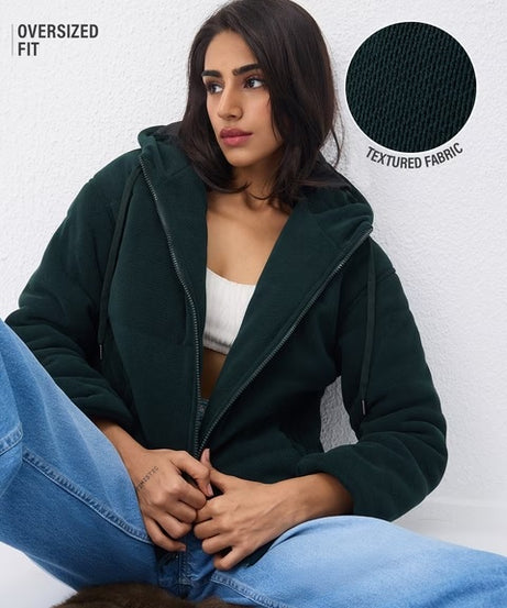 Bottle Green Women Puffer Jackets