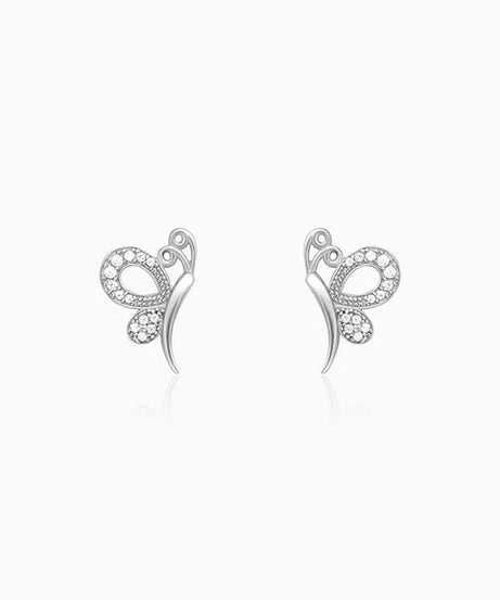 Silver Love Like A Butterfly Studs