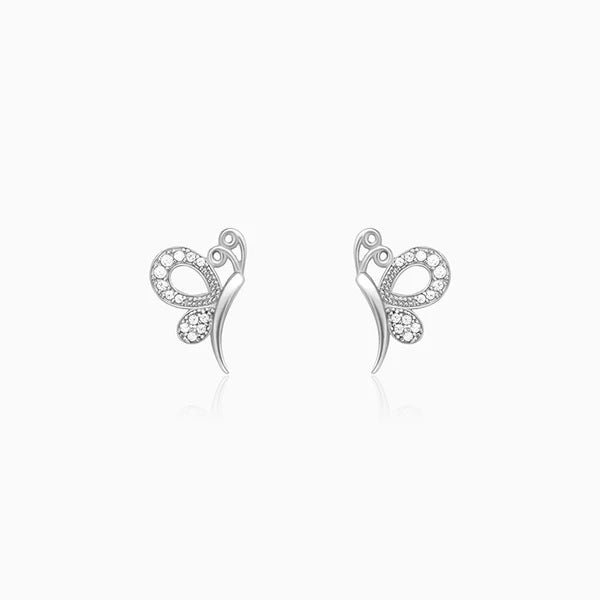 Silver Love Like A Butterfly Studs