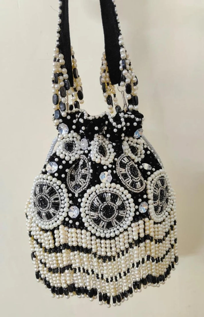 Pearl Double side Embroidery Work Potli Bag