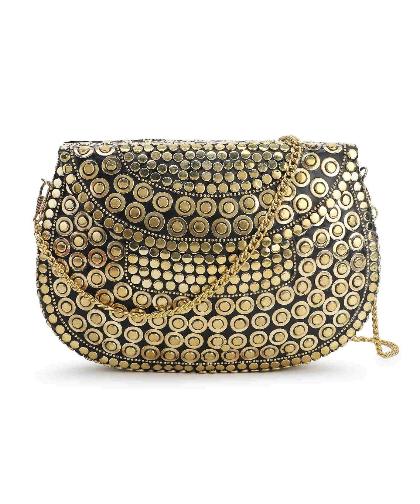 Mosaic Embellished Metal Clutch