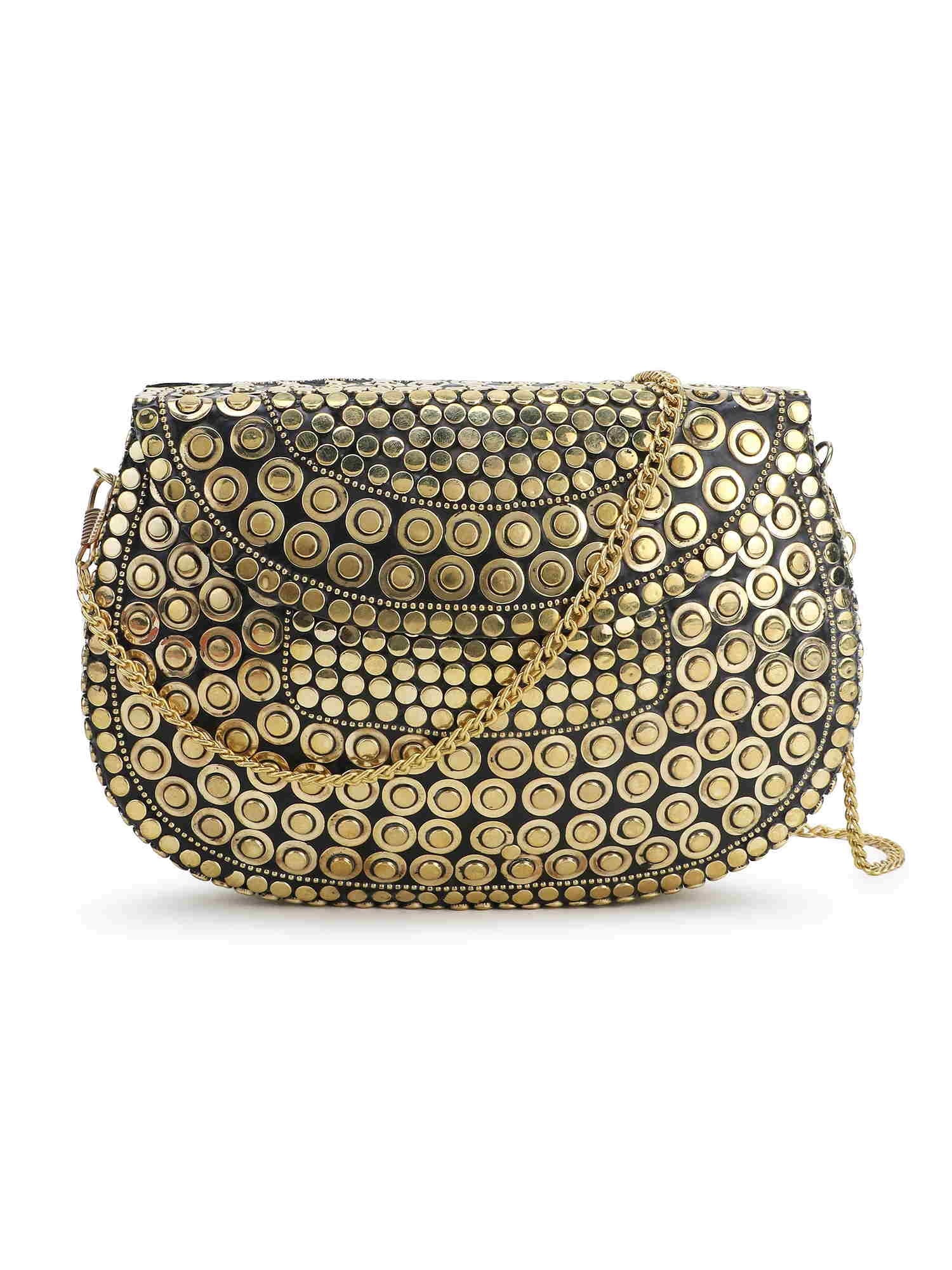 Mosaic Embellished Metal Clutch