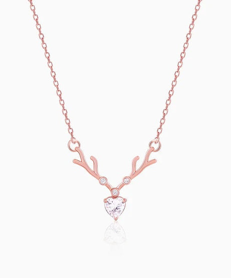 Rose Gold Deer Heart Necklace