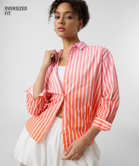Ombre Stripes  Nectarine Women Boyfriend Shirts