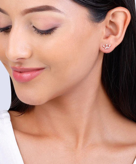 Rose Gold Tiara Stud Earrings