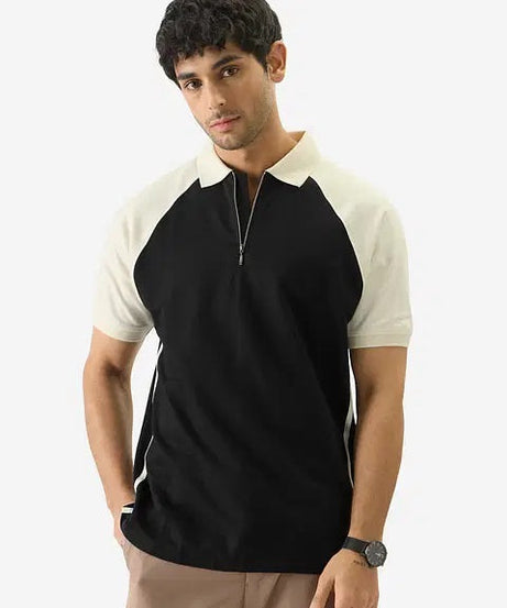 Solids Black & White Colourblock Polos