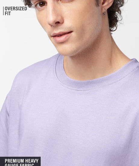 Solids Light Lavender Oversized T-Shirts