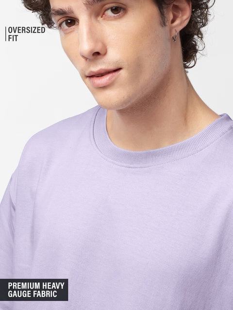 Solids Light Lavender Oversized T-Shirts