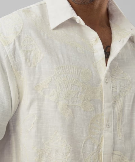 Nautical Fish Men Relaxed Shirts