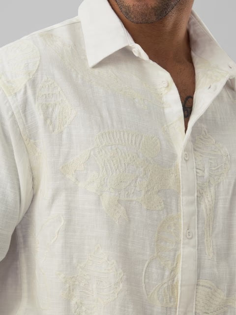 Nautical Fish Men Relaxed Shirts