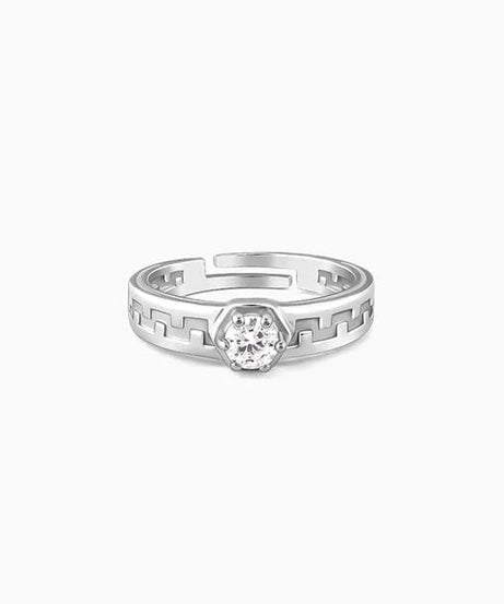 Silver Classic Zircon Ring For Him