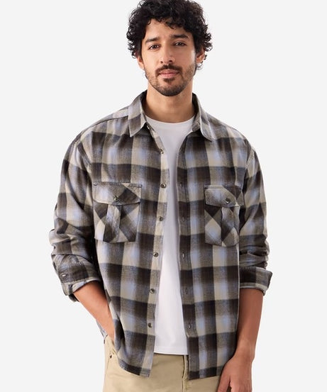 Checks Brown & Beige Men Utility Shirts