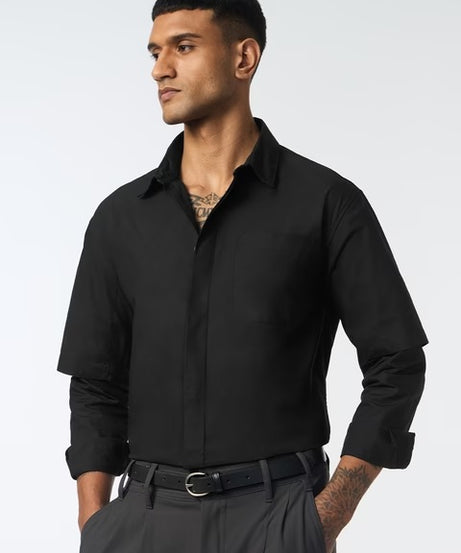 Black Void Men Relaxed Shirts