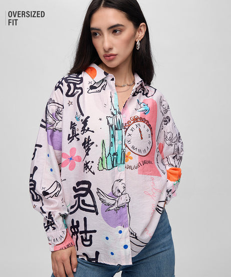 Textured Shirt  Cinderella Women Boyfriend Shirts
