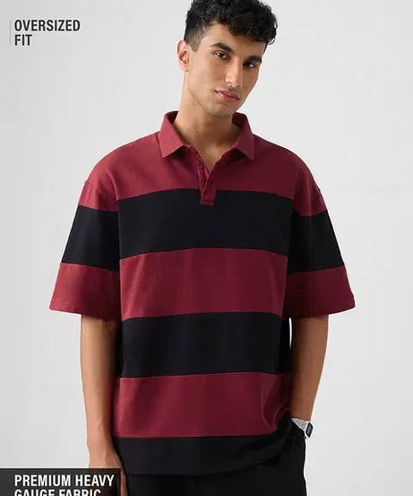Colourblock Red Flame Oversized Polos