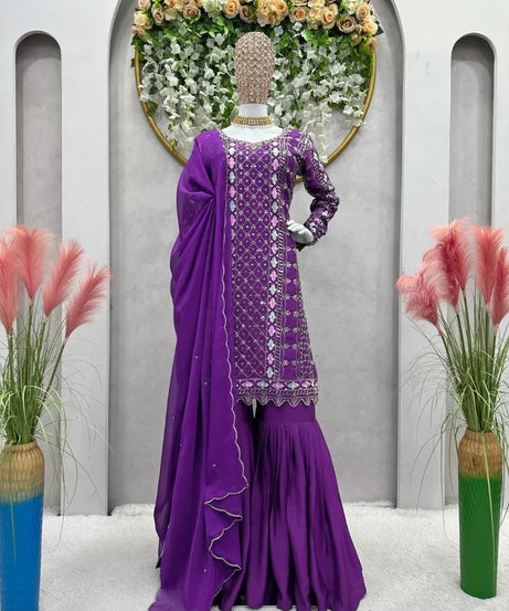 Chinon Silk & Sequence Work Salwar Kameez Dupatta