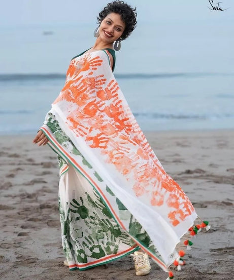 Faux Georgette With Beautiful Digital Printed Saree With Blouse