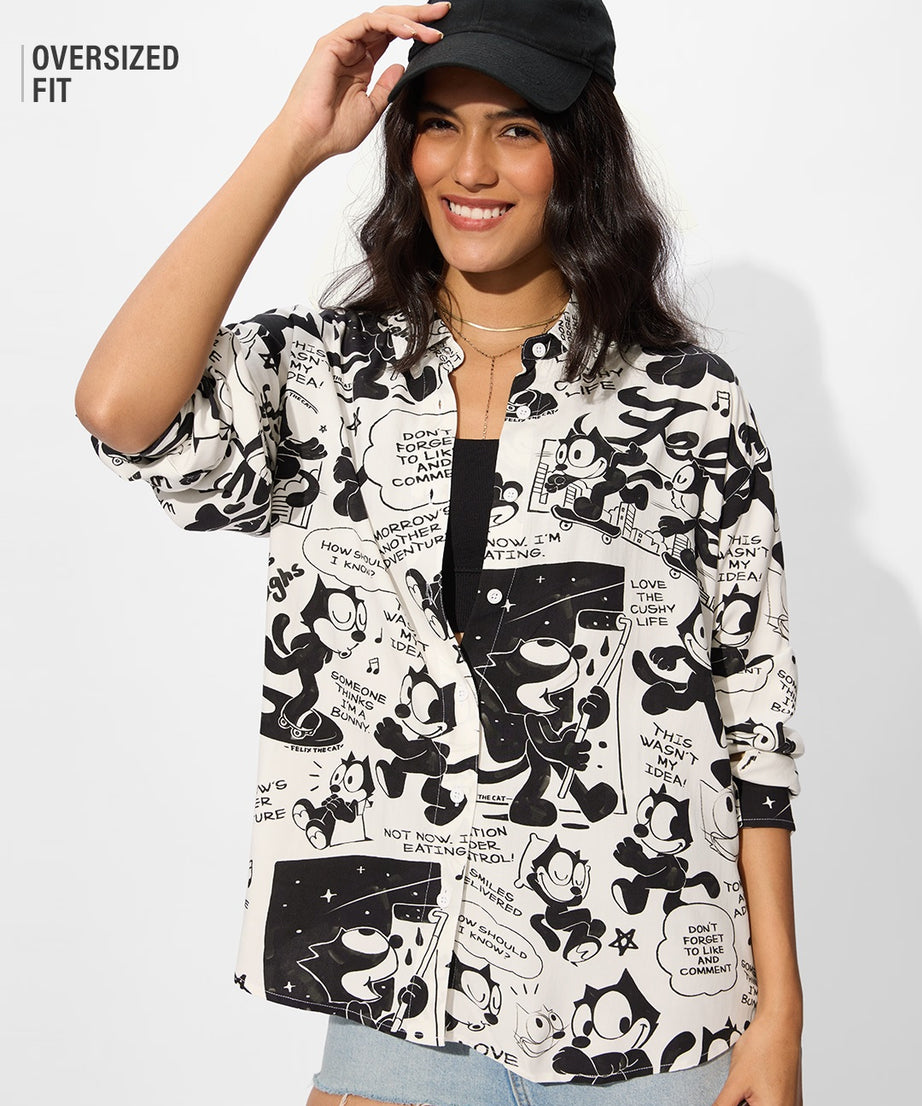 Felix The Cat  Feline Fun Women Boyfriend Shirts