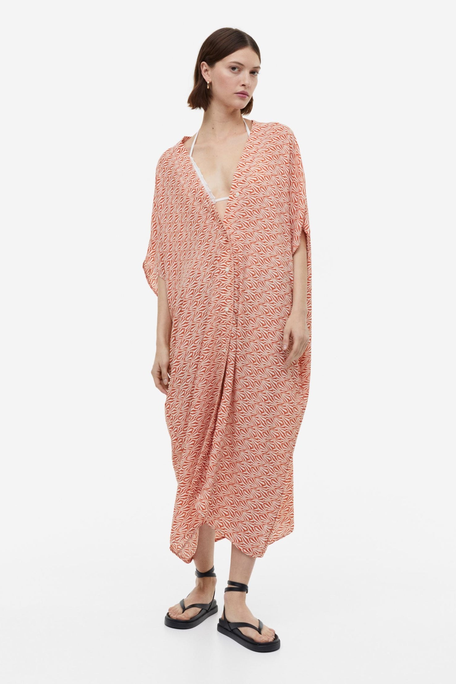 Soft Cotton Blend Printed Long Kaftan For Women's