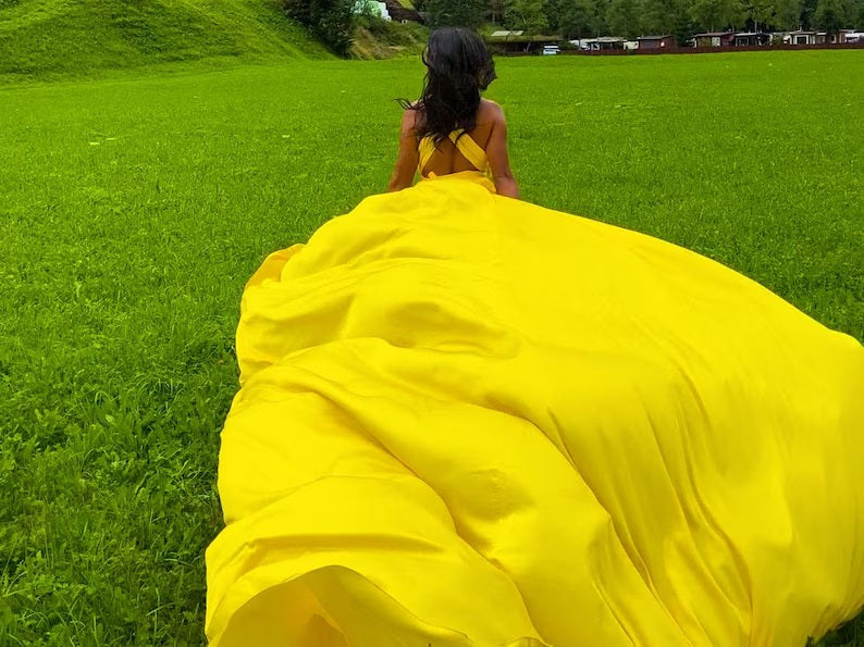 Flying Dress Yellow Long Flying Dress For Photoshoot