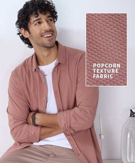 Textured Quartz Brown Knit Shirts