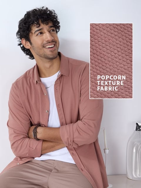 Textured Quartz Brown Knit Shirts