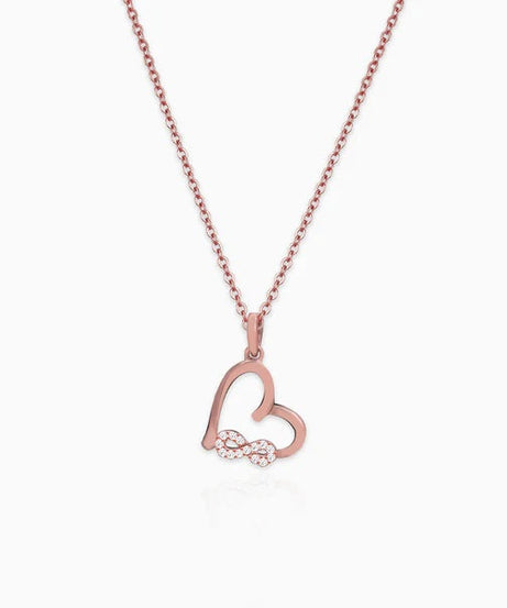 Rose Gold Infinity Heart Pendant with Link Chain