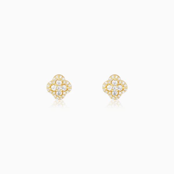 Golden Pansy Flower Earrings