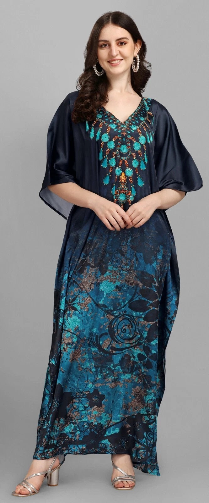 Women's Kaftan, V-Neck Kimono Long Caftan Dress