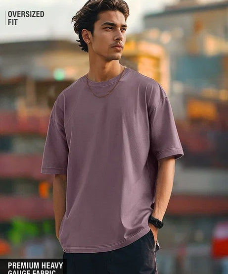 Solids Pale Purple Oversized T-Shirts