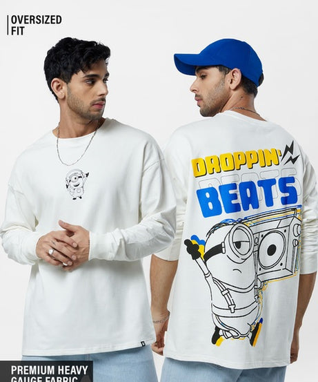 Minions Dropping Beats Oversized Full Sleeve T-Shirts
