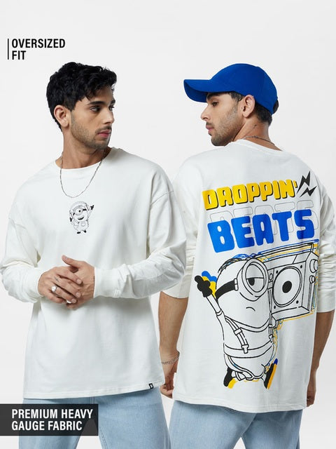 Minions Dropping Beats Oversized Full Sleeve T-Shirts