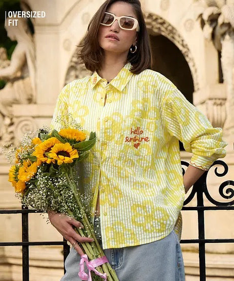 Hello Sunshine Women Boyfriend Shirt
