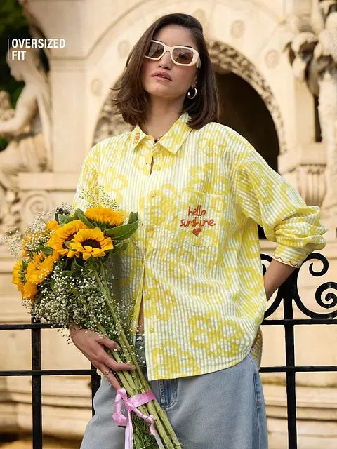 Hello Sunshine Women Boyfriend Shirt