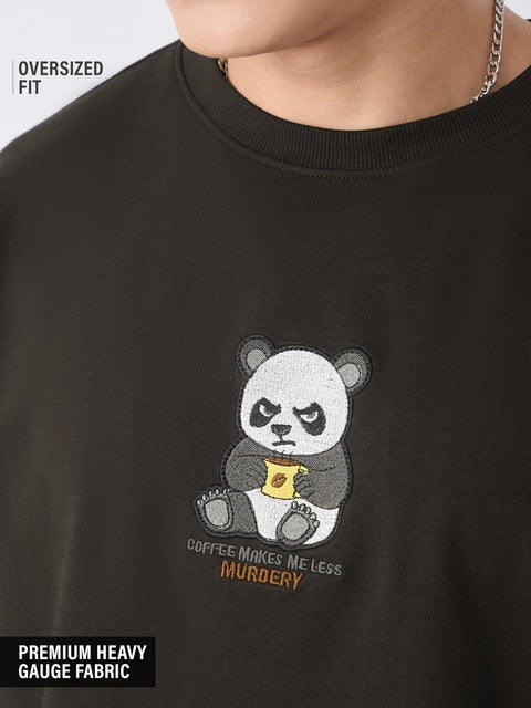 Caffeine Panda Oversized T-Shirts