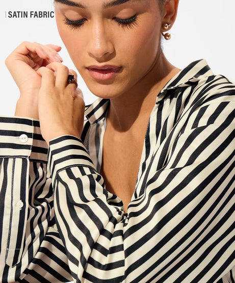 Satin Shirt Phantom Stripes Women Shirts