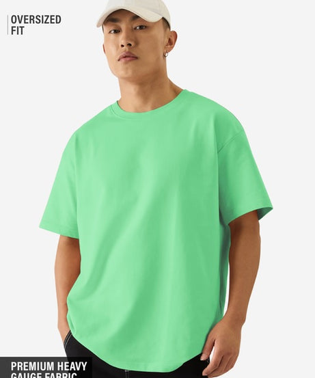 Solids Spring Bud Green Oversized T-Shirts