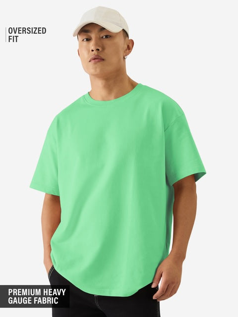 Solids Spring Bud Green Oversized T-Shirts