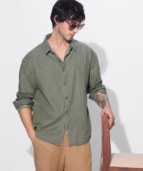 Faded Green Denim Shirts