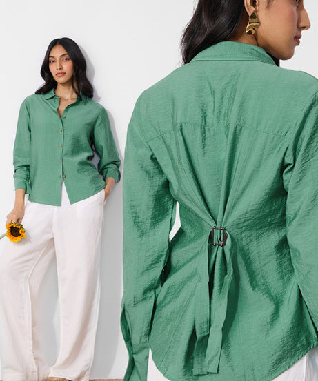 Back Tie Up Shirt Lime Women Shirts