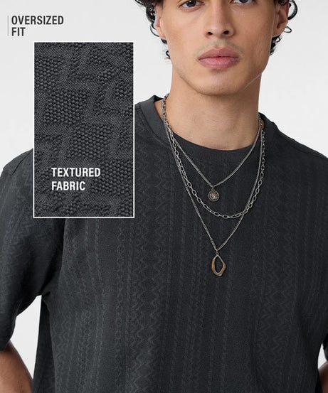 Textured T-shirt  Midnight Oversized T-Shirts
