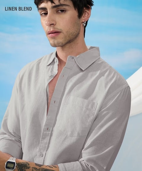 Cloud Grey Cotton Linen Shirts