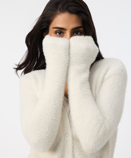 Fuzzy Cardigan Frost Women Knitted Sweaters