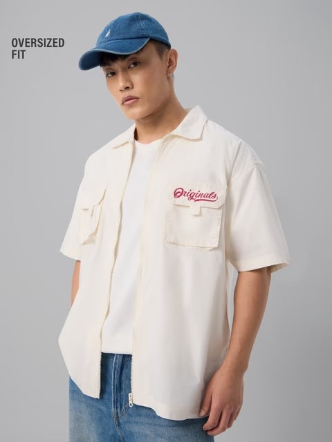 Utility Zipper Off-White Oversized Shirts